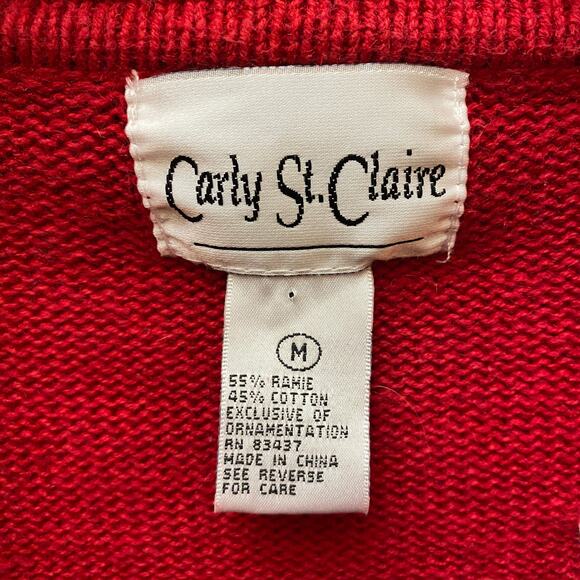 Ice Skating Penguins M Sweater Zip Front Ugly Christmas Sweater CARLY ST. CLAIRE - Picture 4 of 13